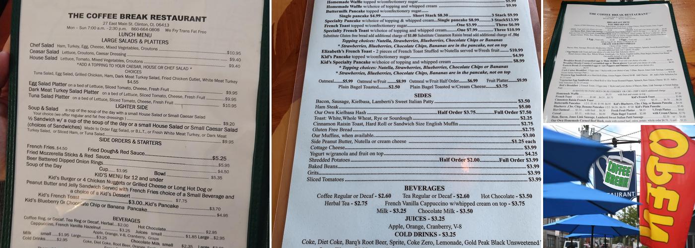 Coffee Break Menu