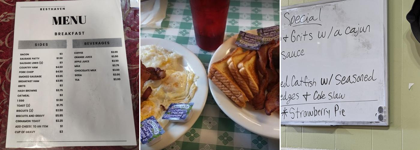 Rest Haven Menu