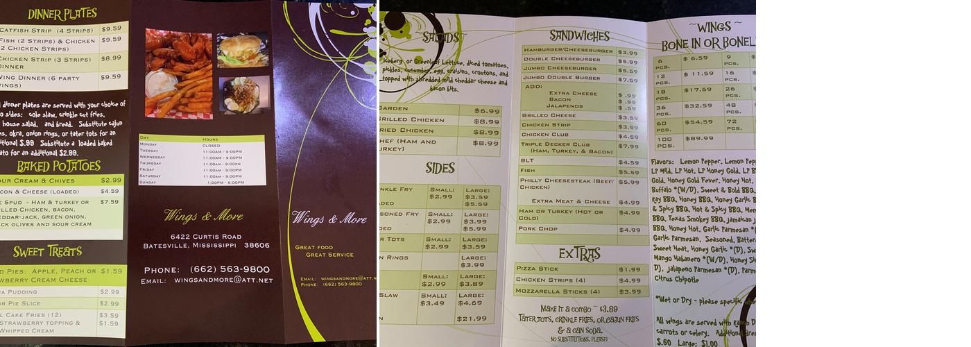 Wings & More Menu