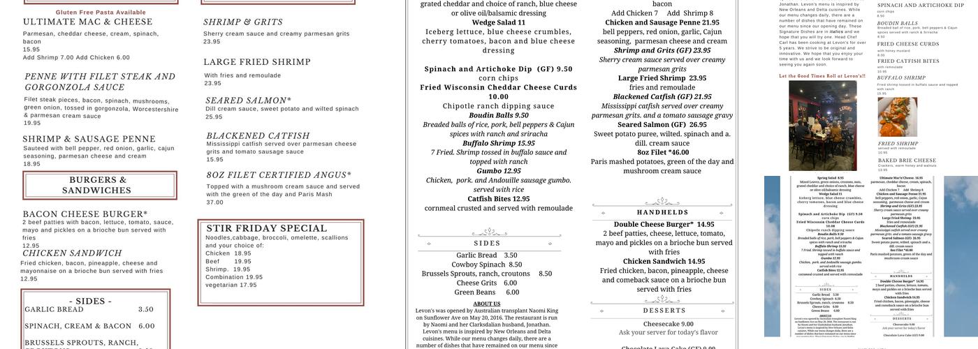 Levon's Menu