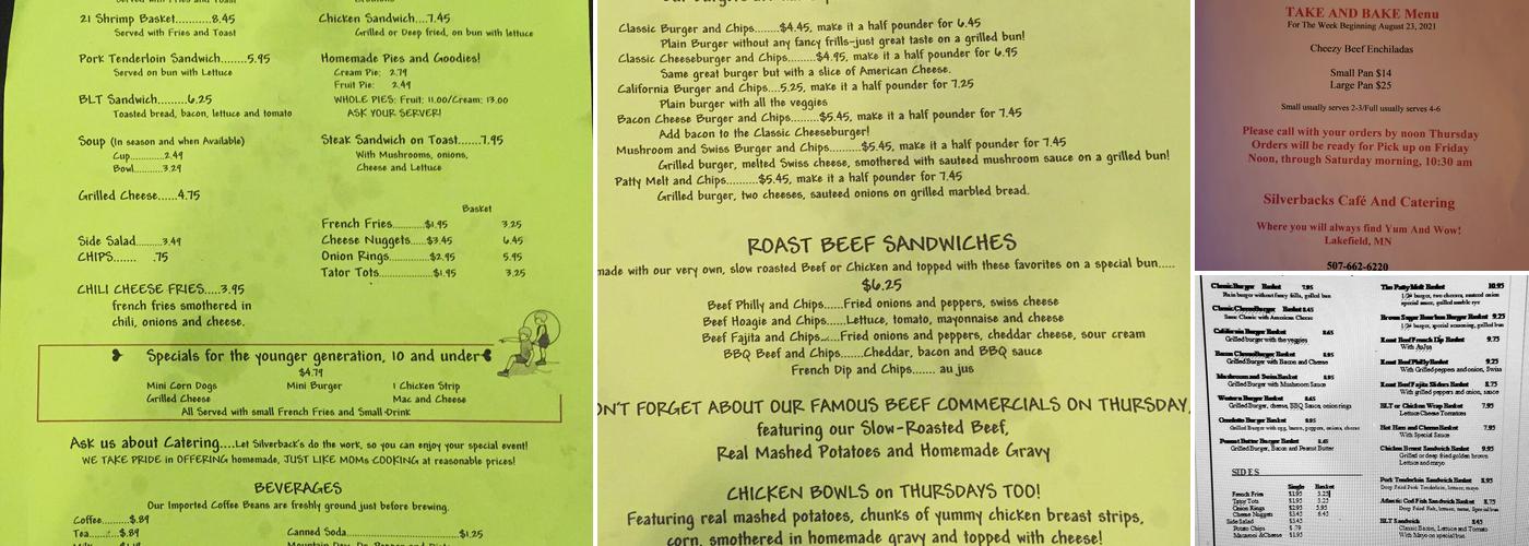 Silverback's Menu