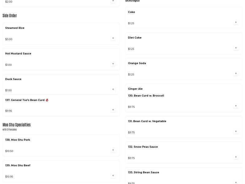 Great Wall Restaurant Menu