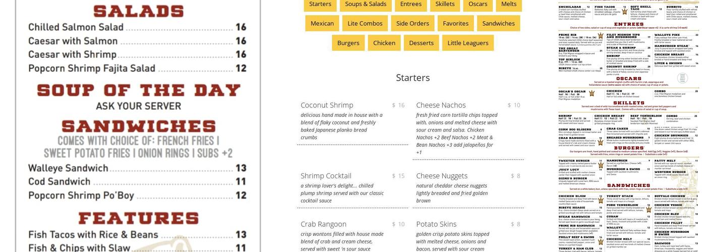 Tweeter's Bar & Grill Menu