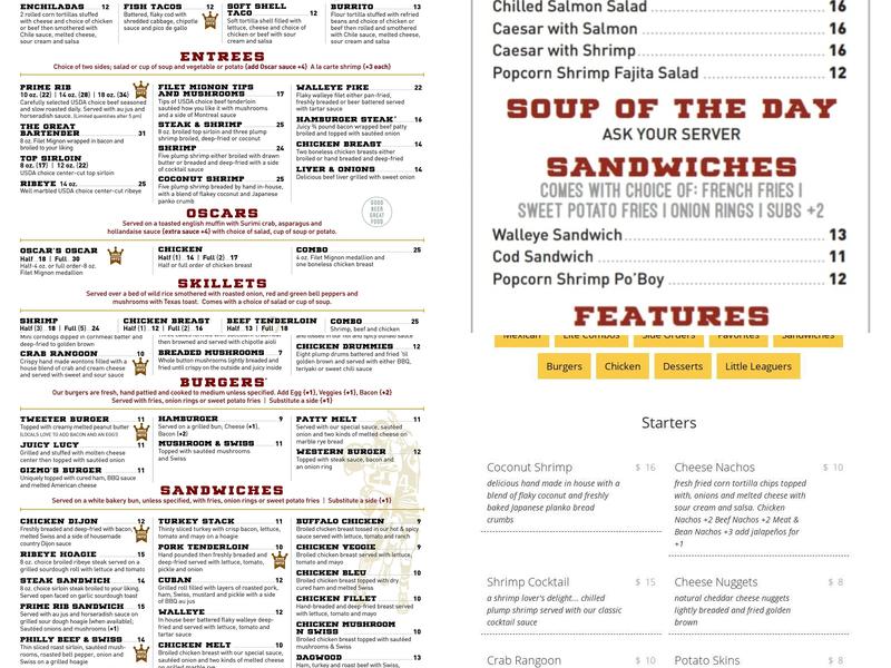 Tweeter's Bar & Grill Menu