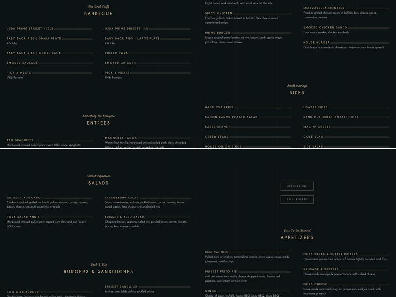 Magnolia Blues BBQ Company Menu