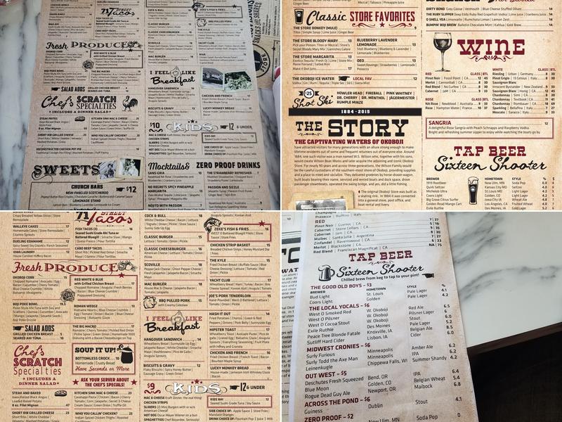 Okoboji Store Menu