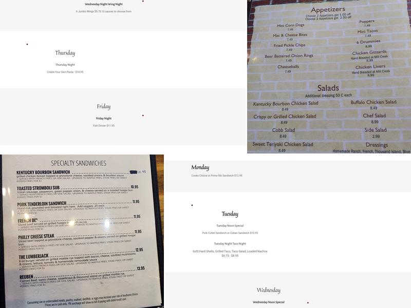 Mill Creek Restaurant and Lounge Menu