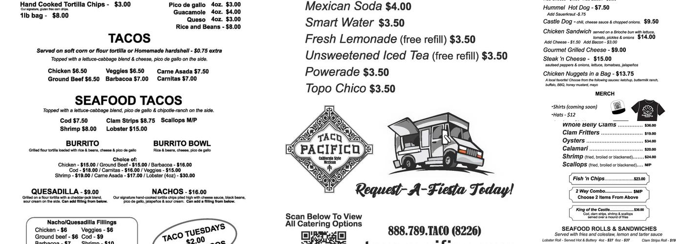 Clam Castle Menu