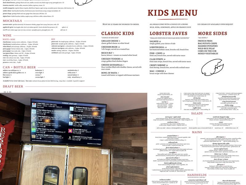 Westbrook Lobster Restaurant and Bar Menu