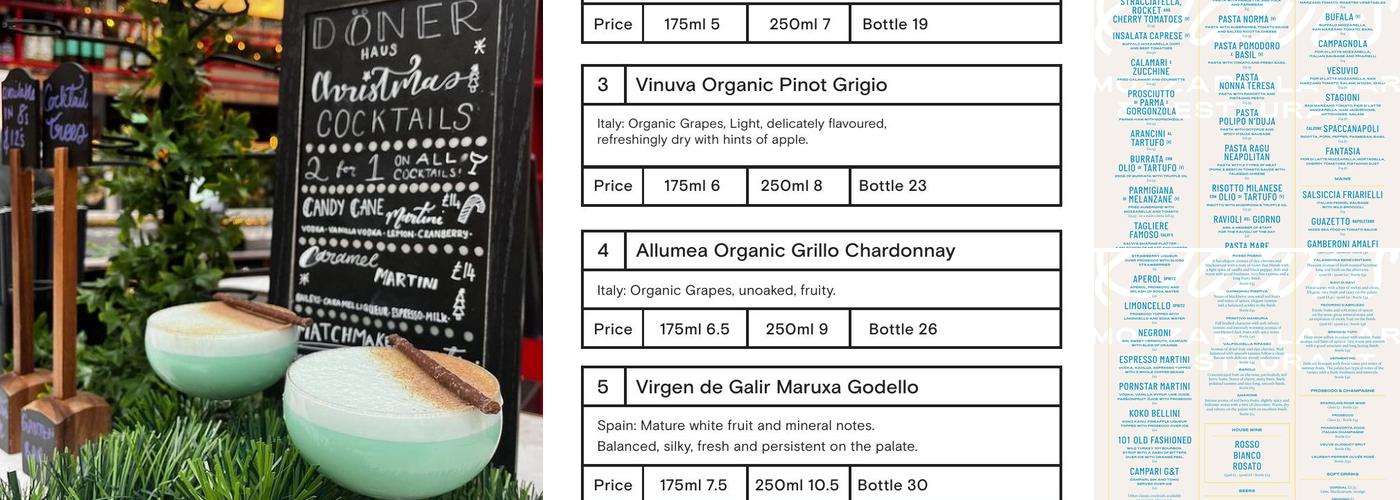 Corn Exchange Manchester Menu