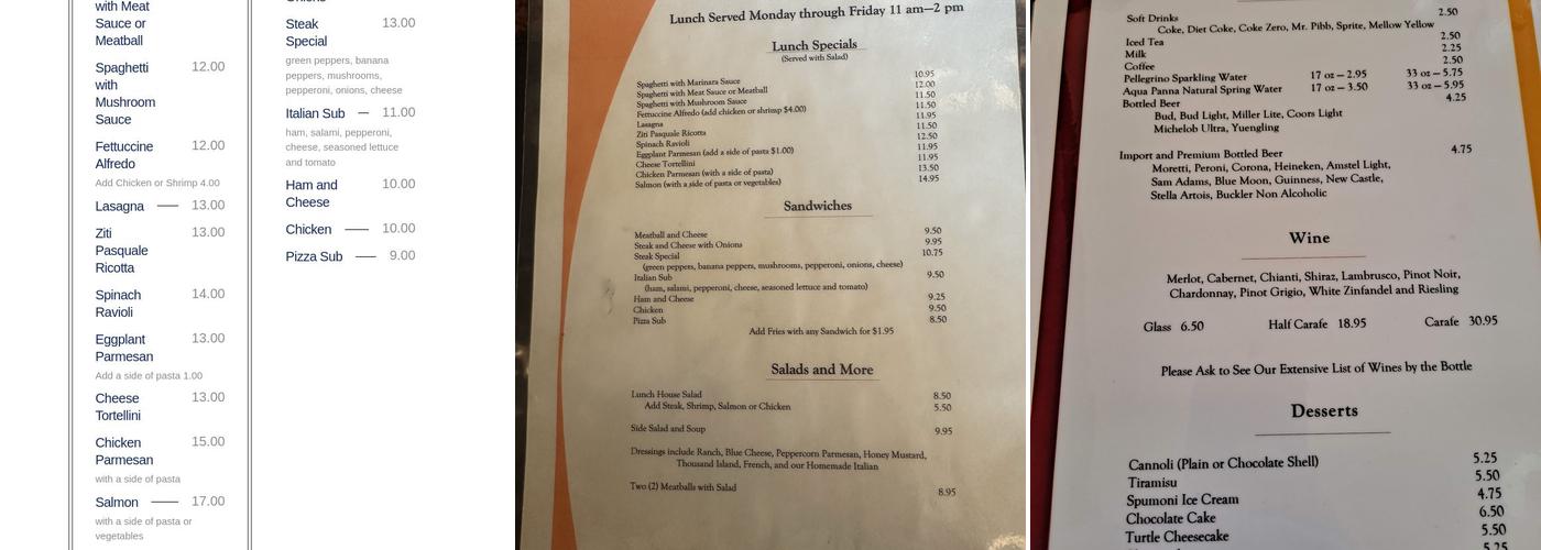 Pasquale's Menu