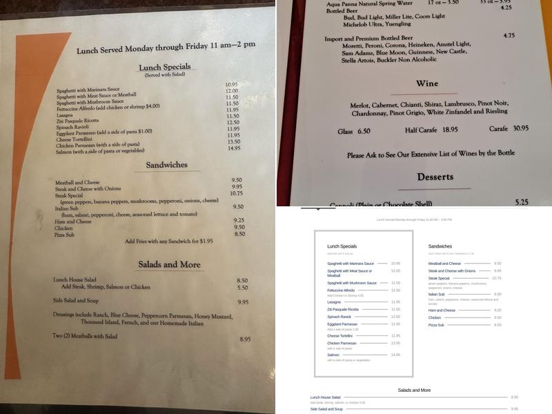 Pasquale's Menu