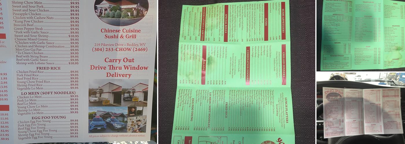 Young Chow's Restaurant Menu