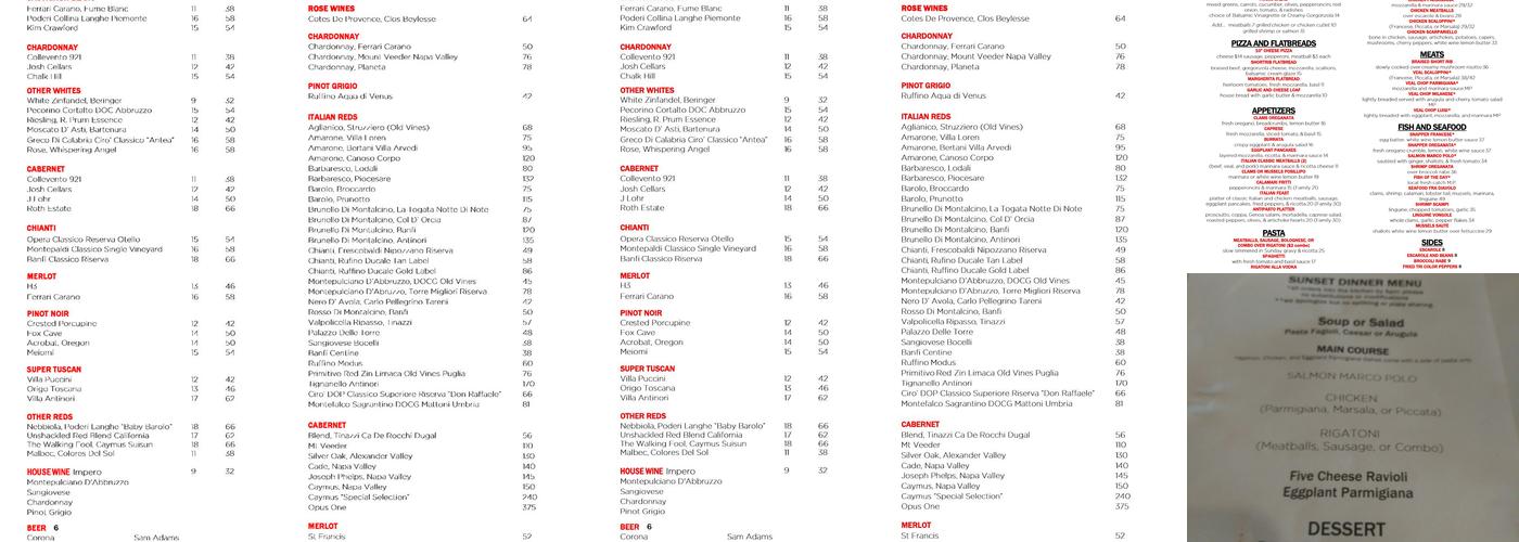 Luigi di Roma Italian Ristorante Menu