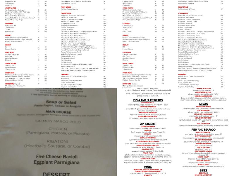 Luigi di Roma Italian Ristorante Menu