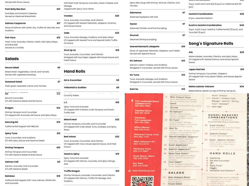 Sushi Song - Deerfield Beach Menu