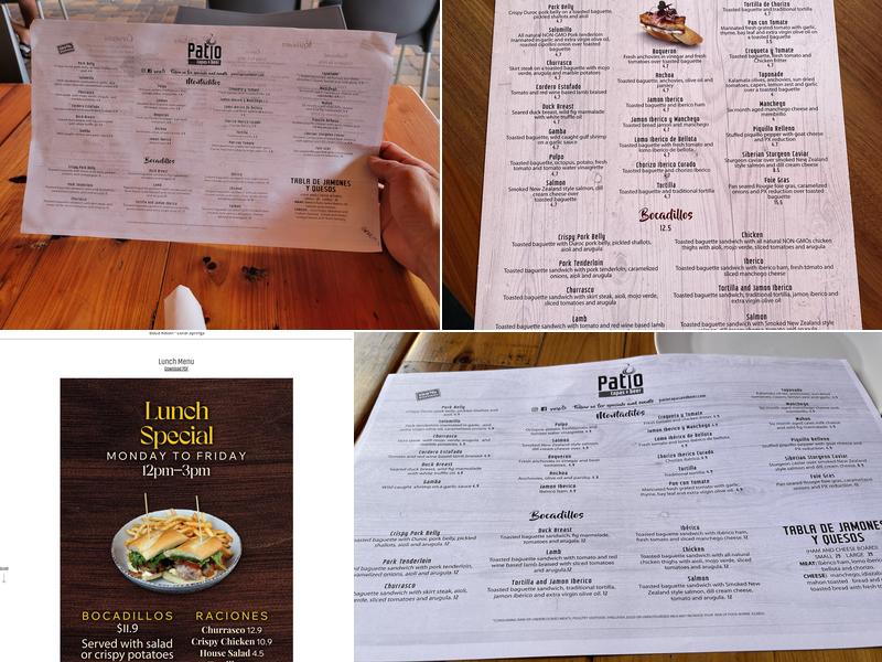 Patio Tapas and Beer Menu