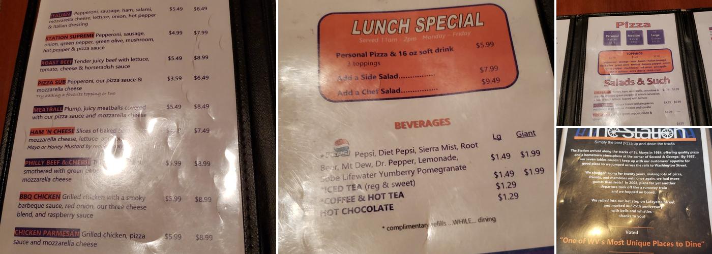 The Pizza Station Menu