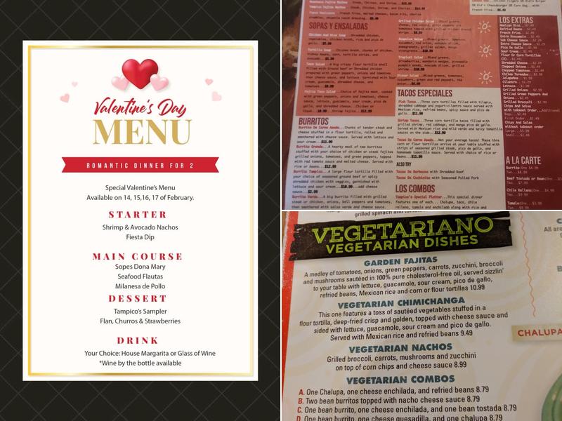 Tampico Méxican Restaurant Menu