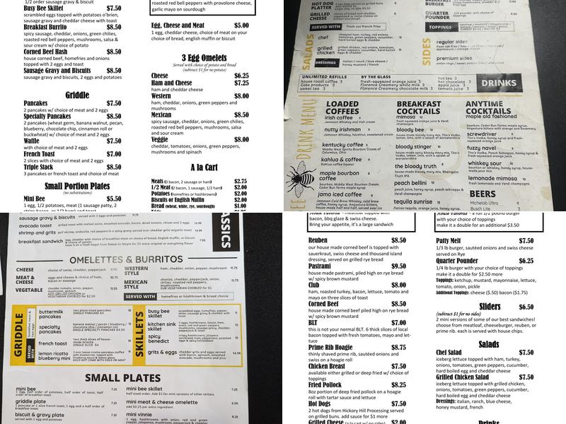 Busy Bee Menu