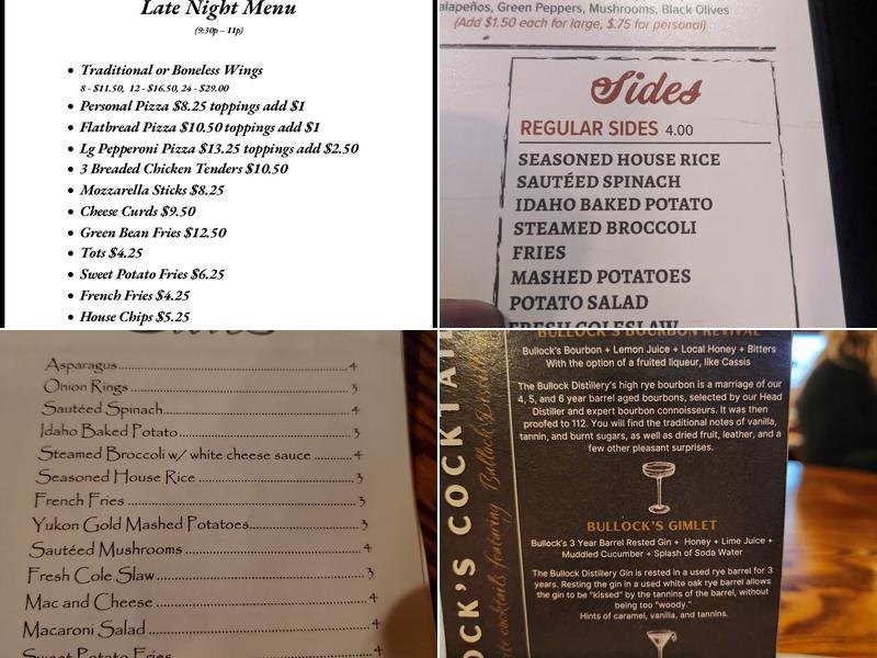 J.P. Henry's Restaurant Menu