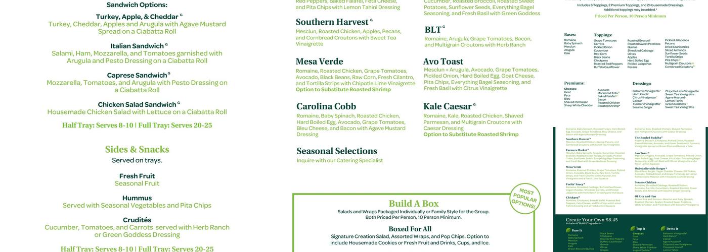 Verde On The Go Menu