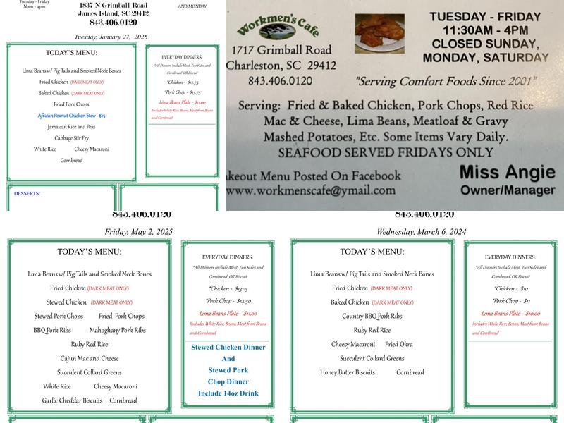 Workmen's Cafe Menu