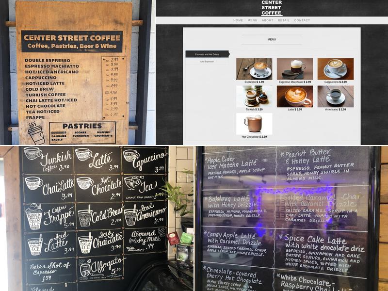 Center Street Coffee Menu