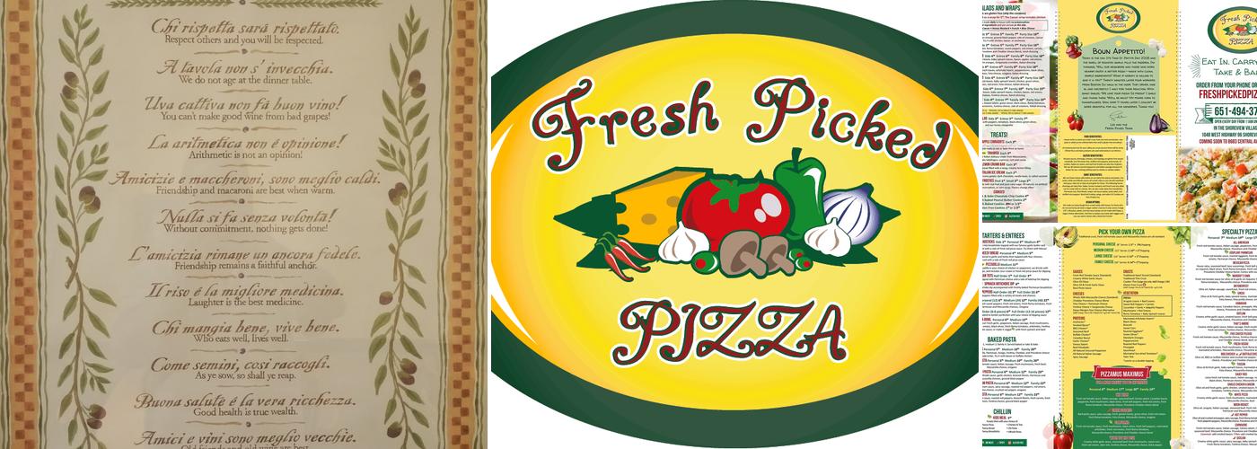 Fresh Picked PIZZA Menu