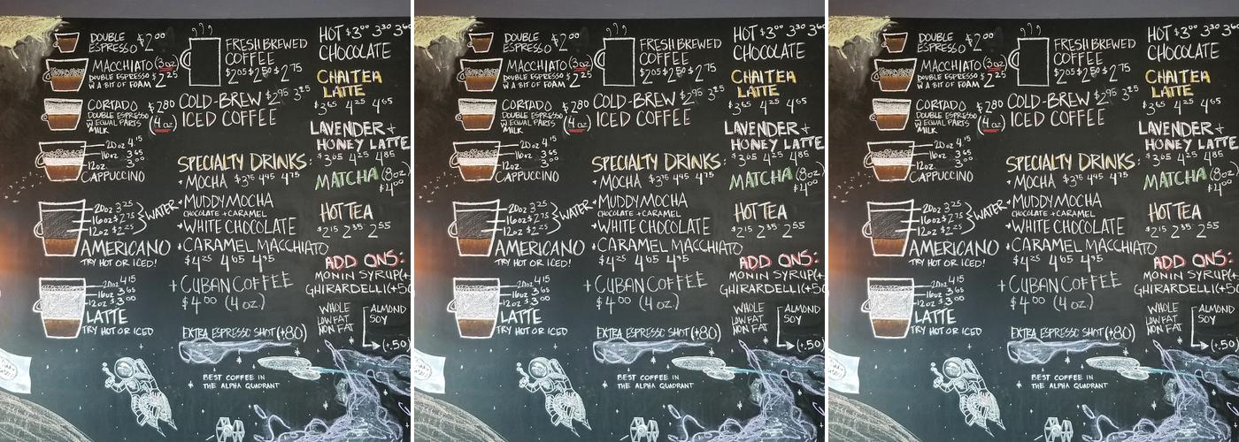Muddy Waters Coffee Bar Menu