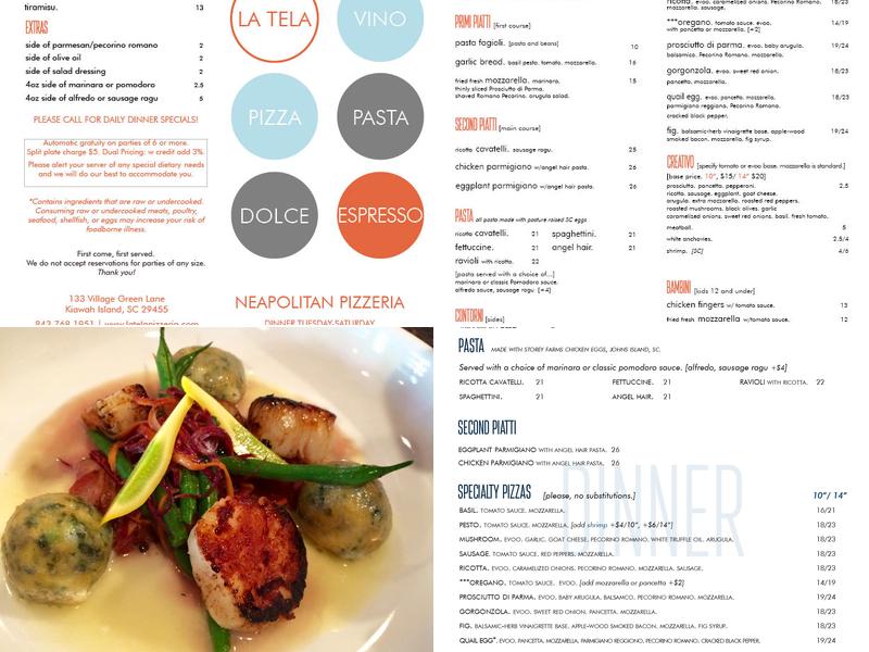 La Tela Pizzeria Menu