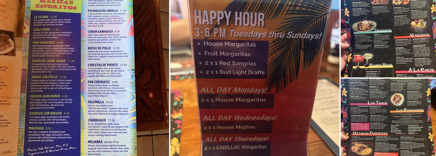 Chaparral Mexican And Cuban Restaurant Menu