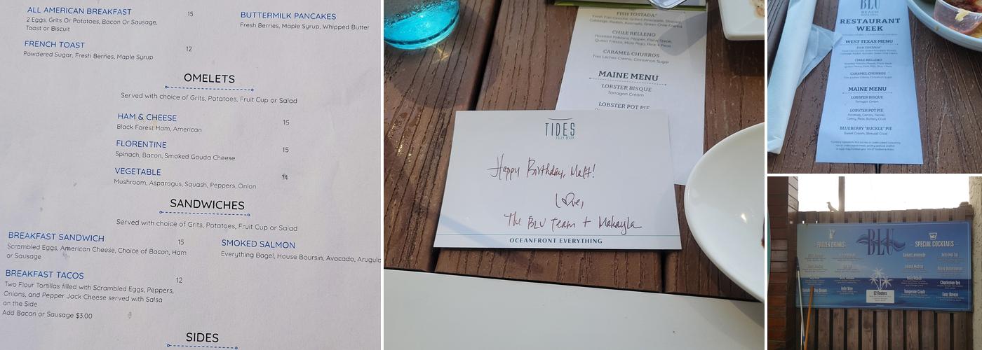 BLU Beach Bar & Grill Menu