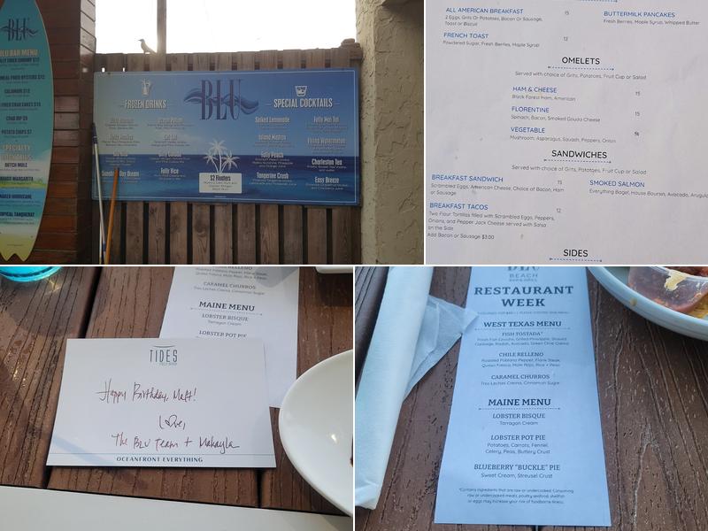 BLU Beach Bar & Grill Menu