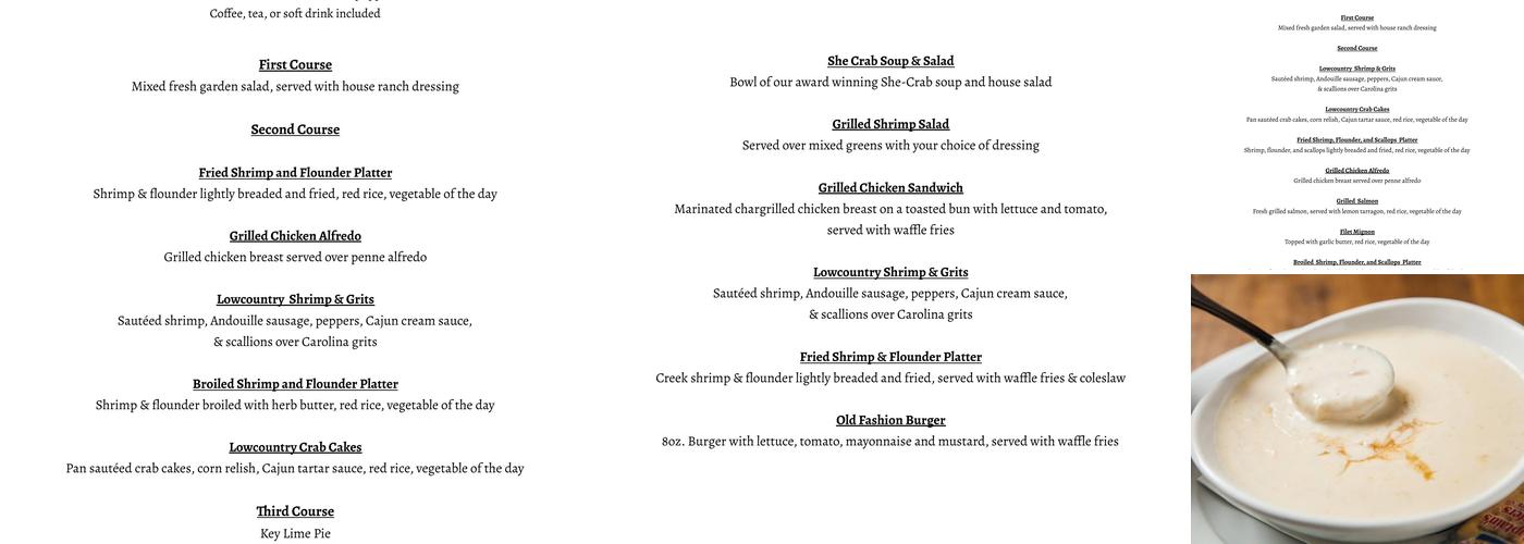 Charleston Crab House Menu