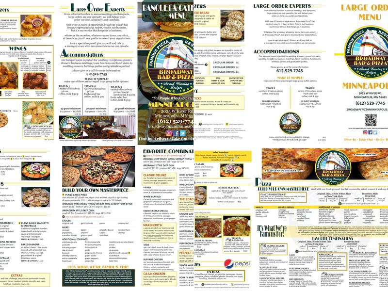 Broadway Pizza Menu