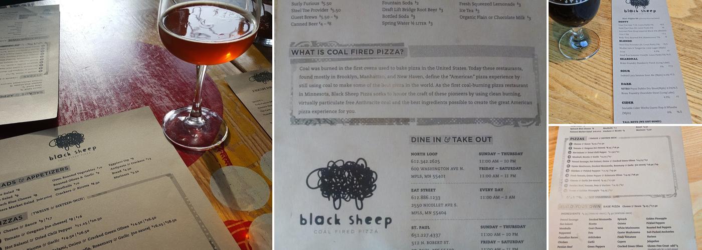 Black Sheep Coal Fired Pizza Menu