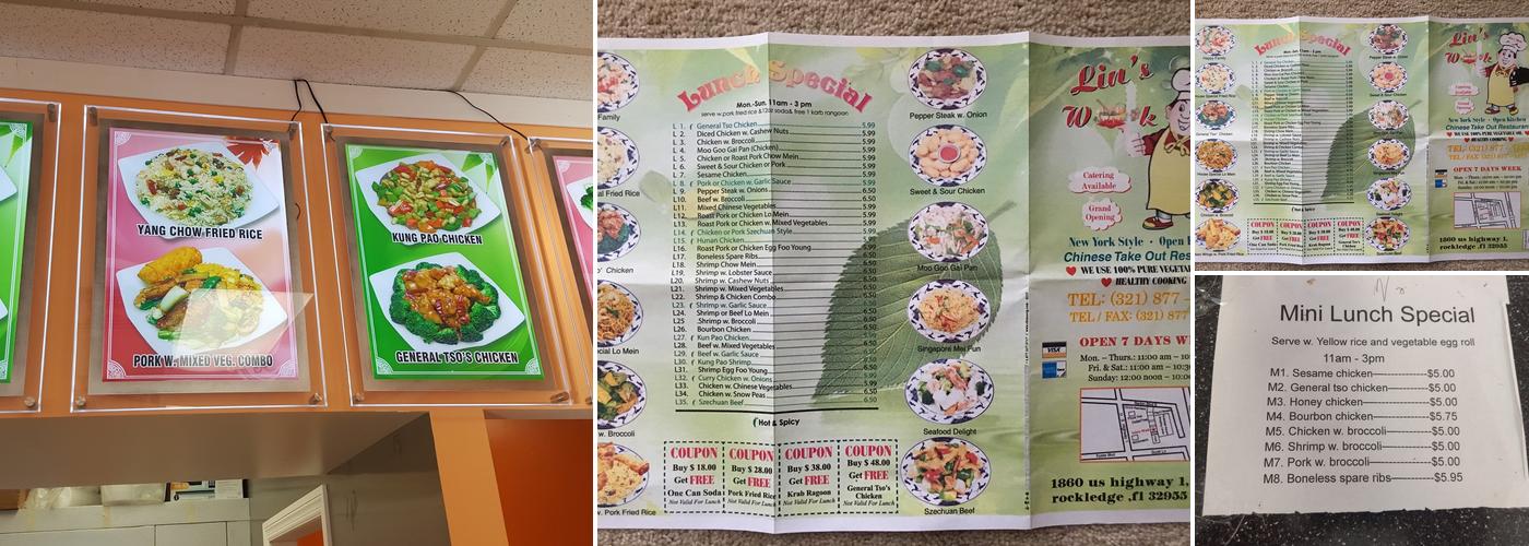 Lin's wok Menu