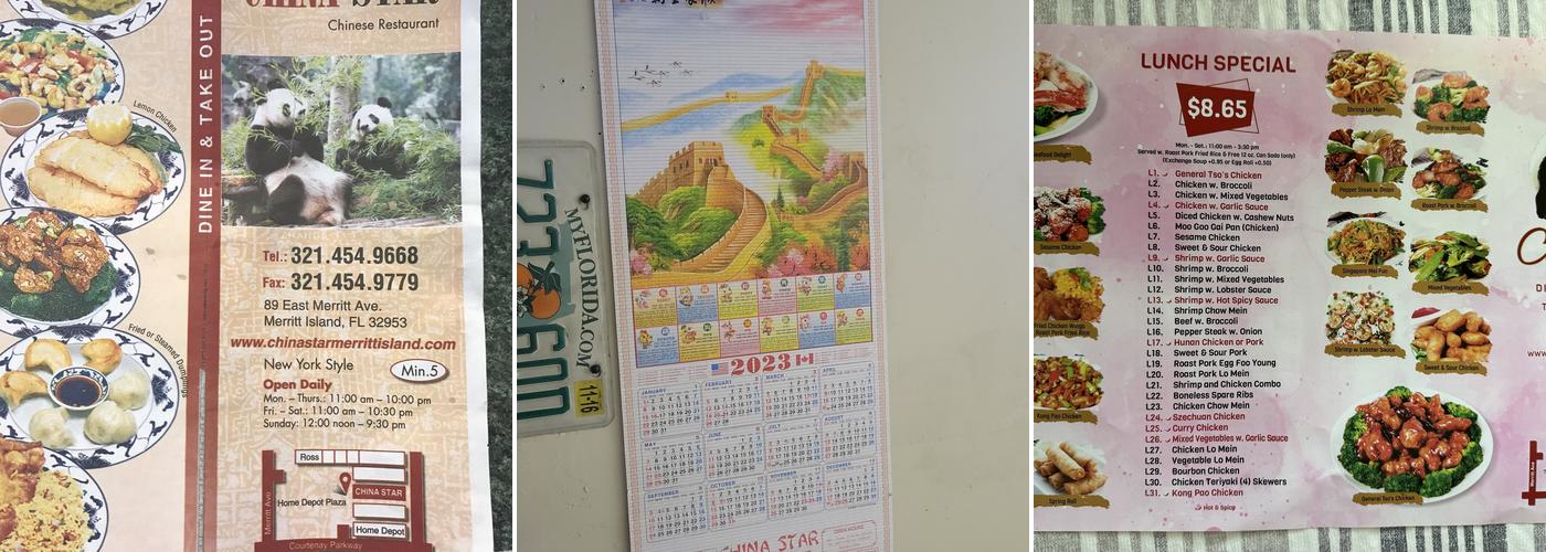 China Star Menu