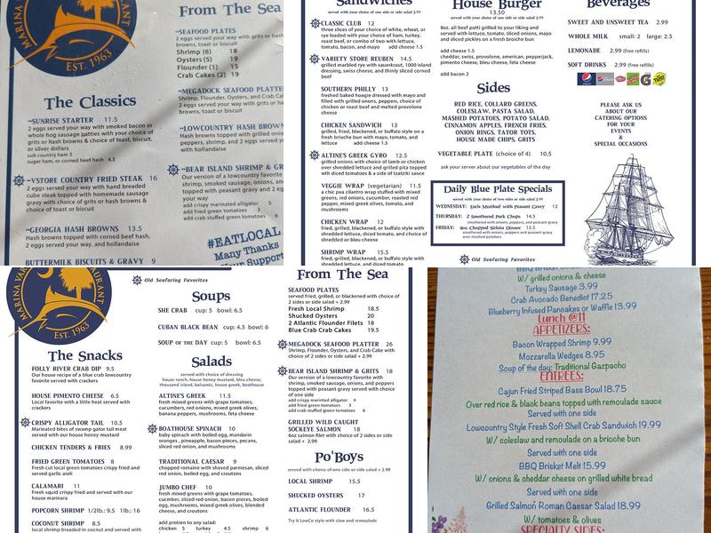 Marina Variety Store Restaurant Menu