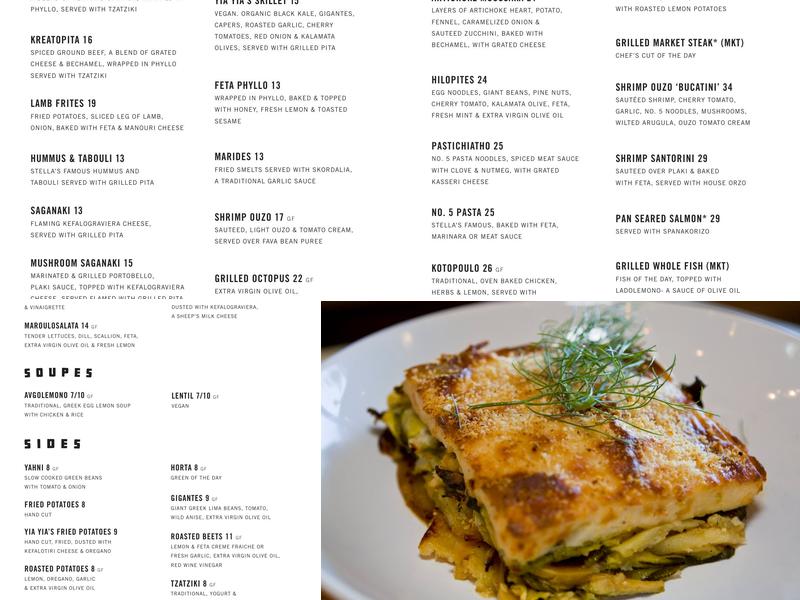 Stella's Menu