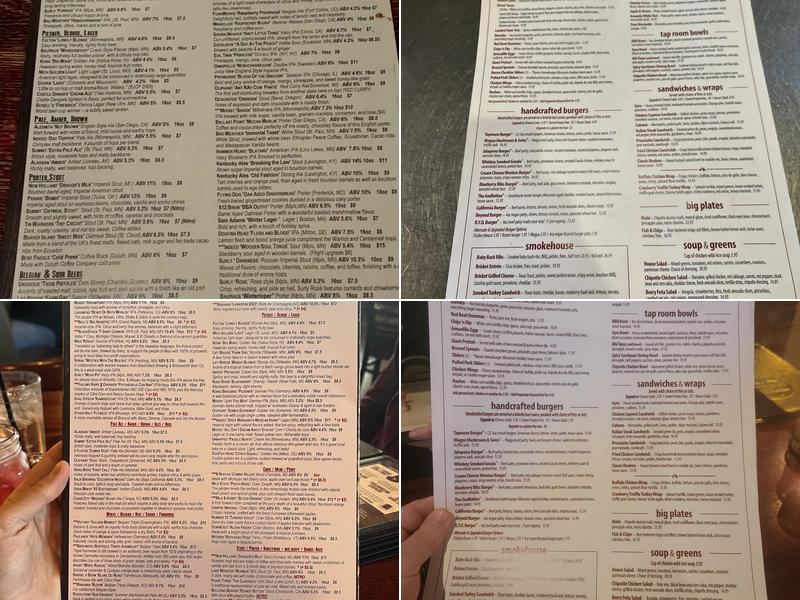 Tamarack Tap Room Menu