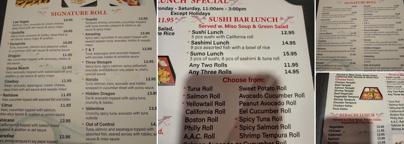 Sumo Japanese Restaurant Menu