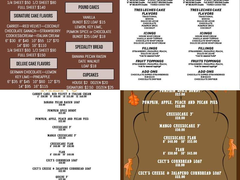 Tres Leches Bakery and Cafe Menu