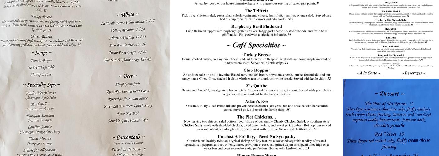 Momma Rabbit's Nibbles and Sips Menu