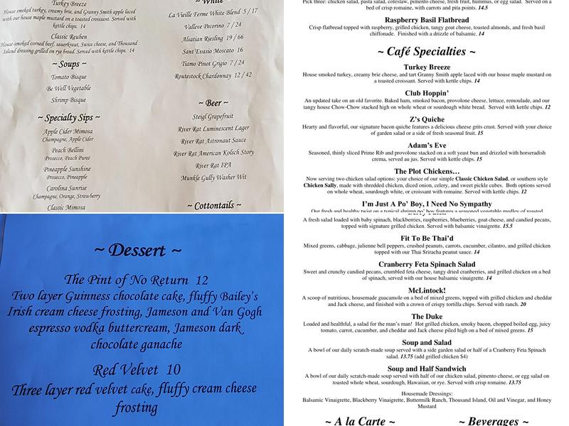 Momma Rabbit's Nibbles and Sips Menu