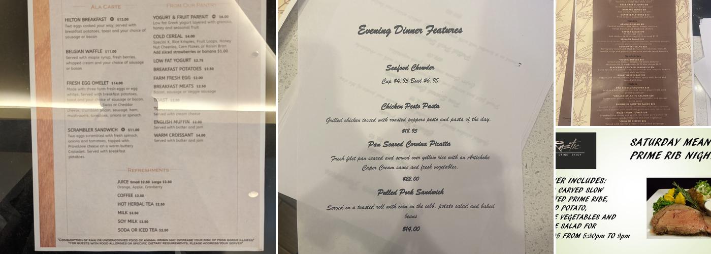 Rustic Restaurant & Bar 9 Menu