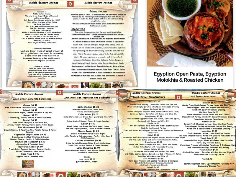 Middle Eastern Aromas Restaurant & Grocery Halal Food Menu