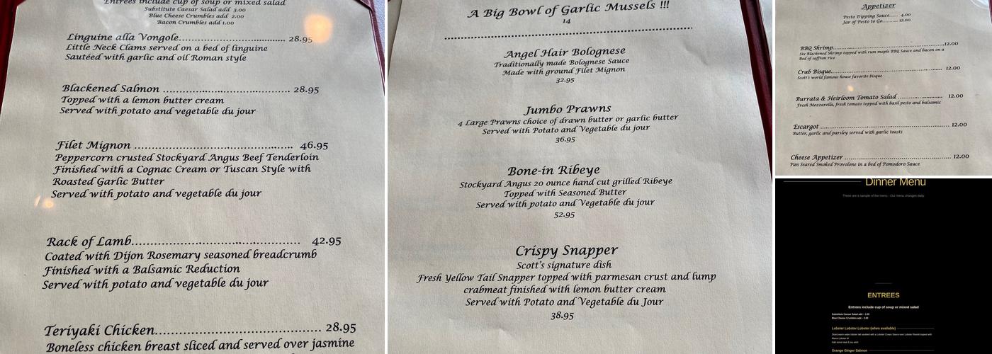 Scotts on Fifth Menu