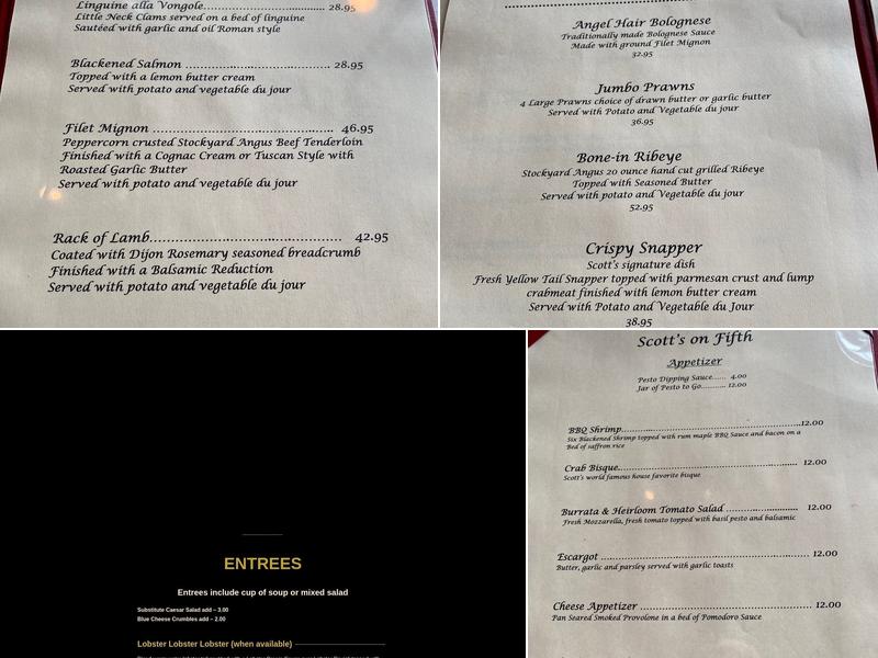 Scotts on Fifth Menu